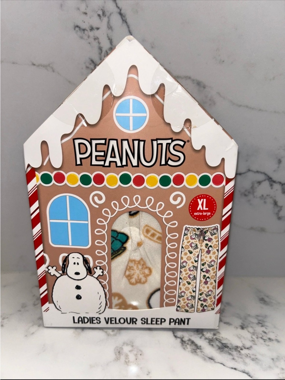 Peanuts Snoopy Gingerbread Velour Sleep Pants Gift Set Size X-Large